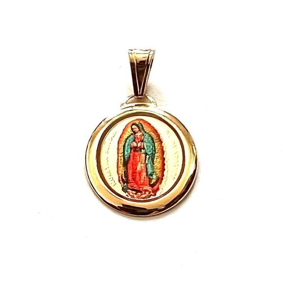 Guadalupe Virgin Mary 14k Solid Gold Pendant | perfect gift | faith | Guadalupe - Picture 5 of 9